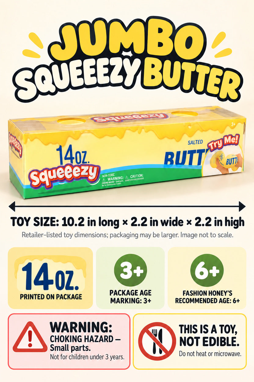 Jumbo butter squishy size and safety guide