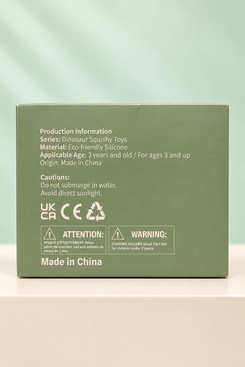 Dinosaur squishy original packaging care and choking warning