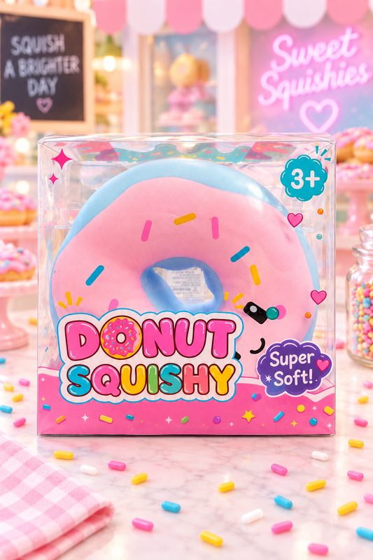 Jumbo donut squishy in original retail packaging