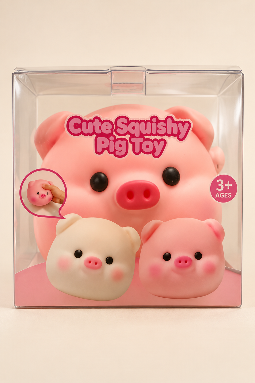 Clear display box front for foam pig squishy