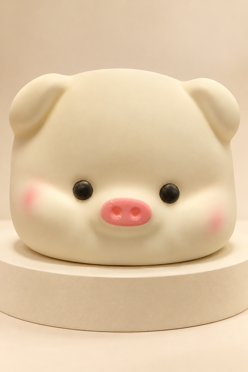 White foam pig squishy outside packaging