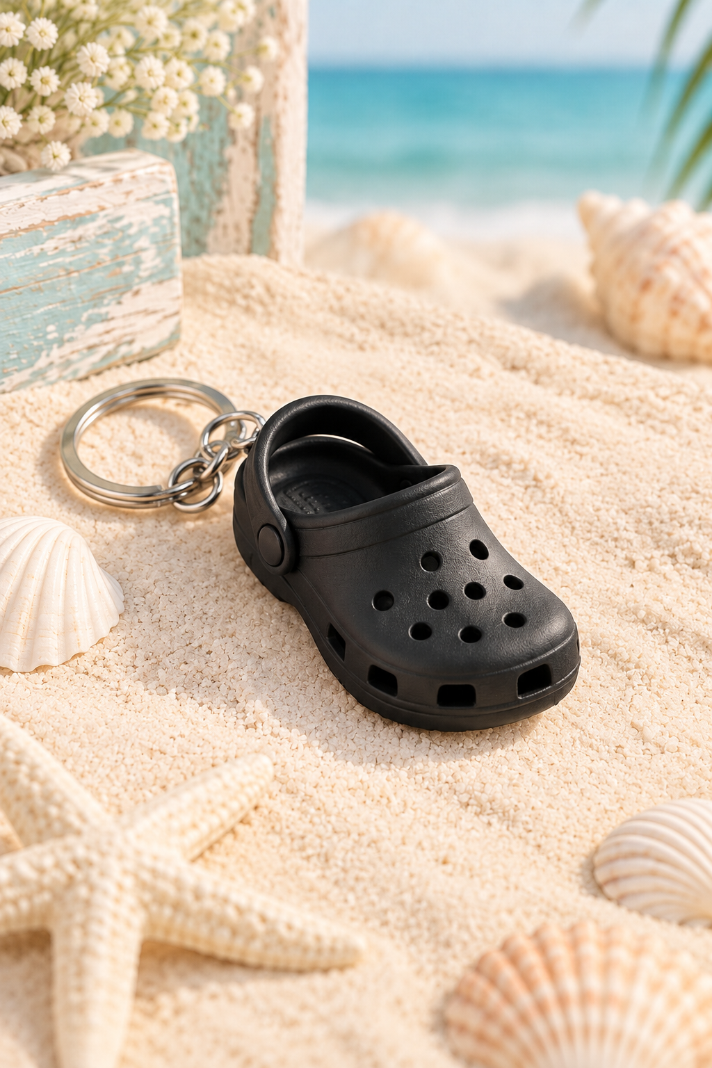 Black mini clog shoe keychain