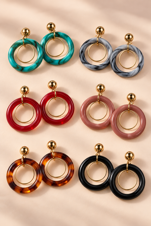 MINT Double Hoop Earrings with Gold-Tone Inner Loops