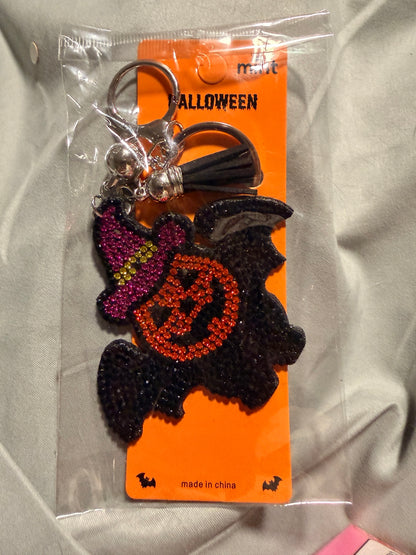 Mint Halloween orange pumpkin rhinestone keychain original retail packaging
