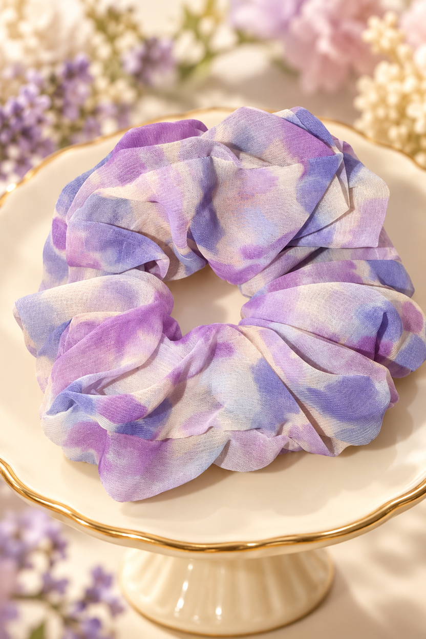 lavender pastel ruffled scrunchie