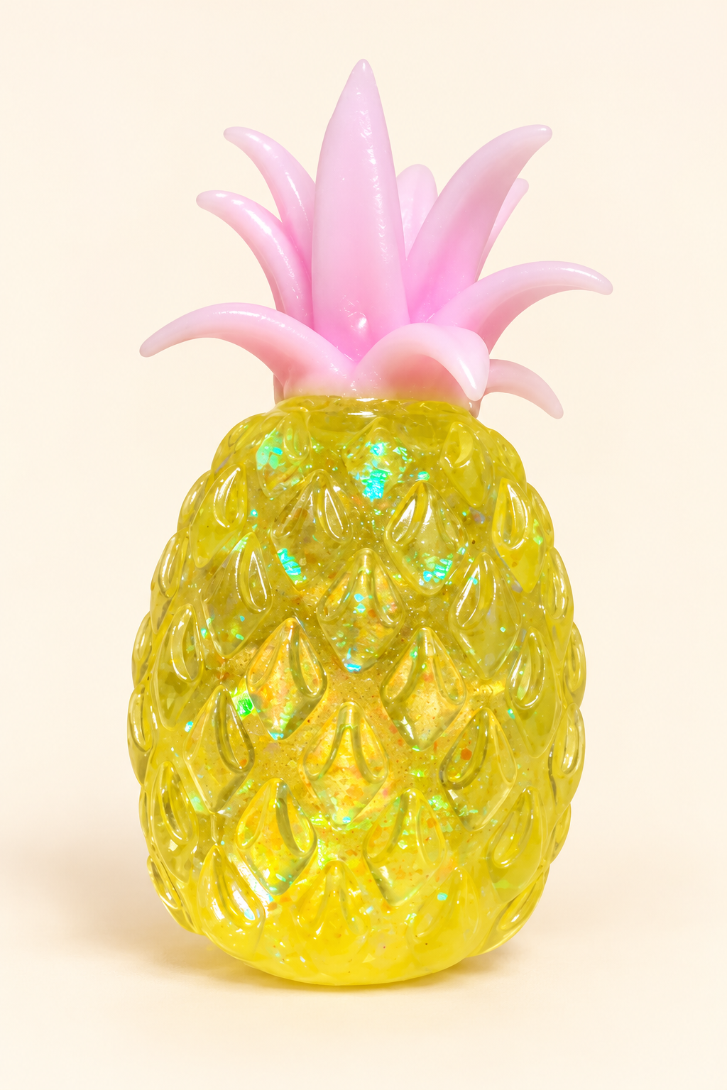 Yellow glitter pineapple sugar squeeze squishy outside packaging