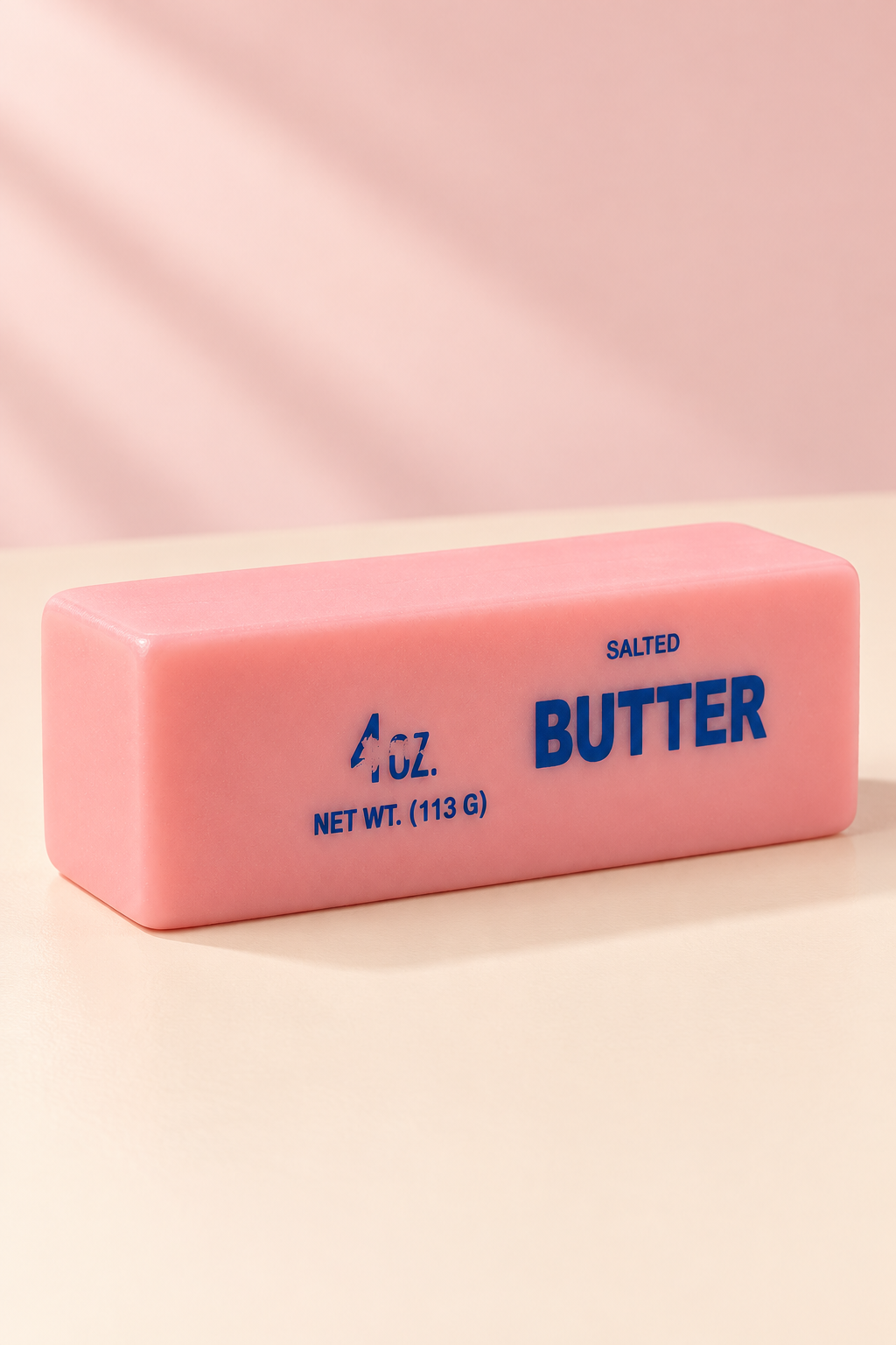 Pink crunchy butter stick squishy — detail