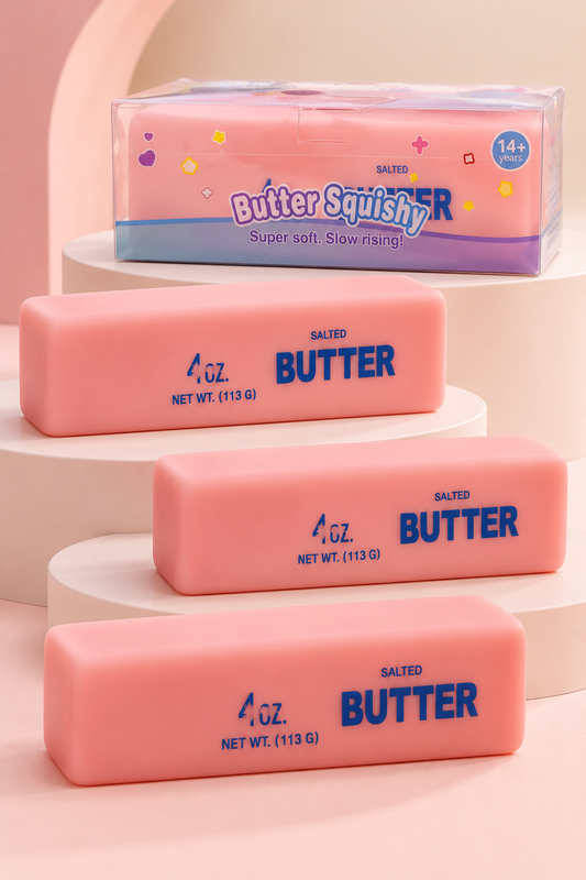 Pink crunchy butter stick squishy — hero