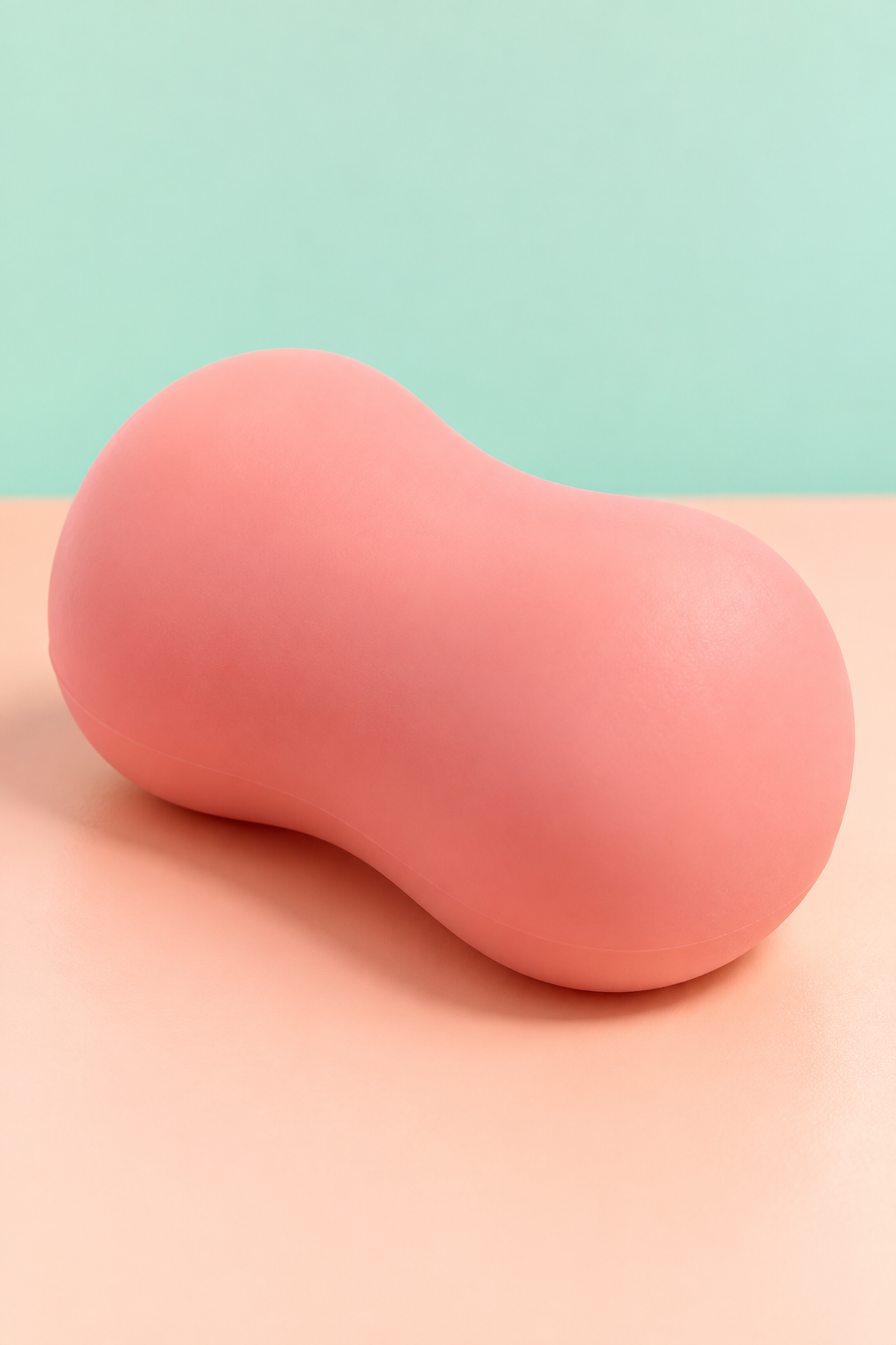 Pink soap-shaped crunchy sensory squishy close-up