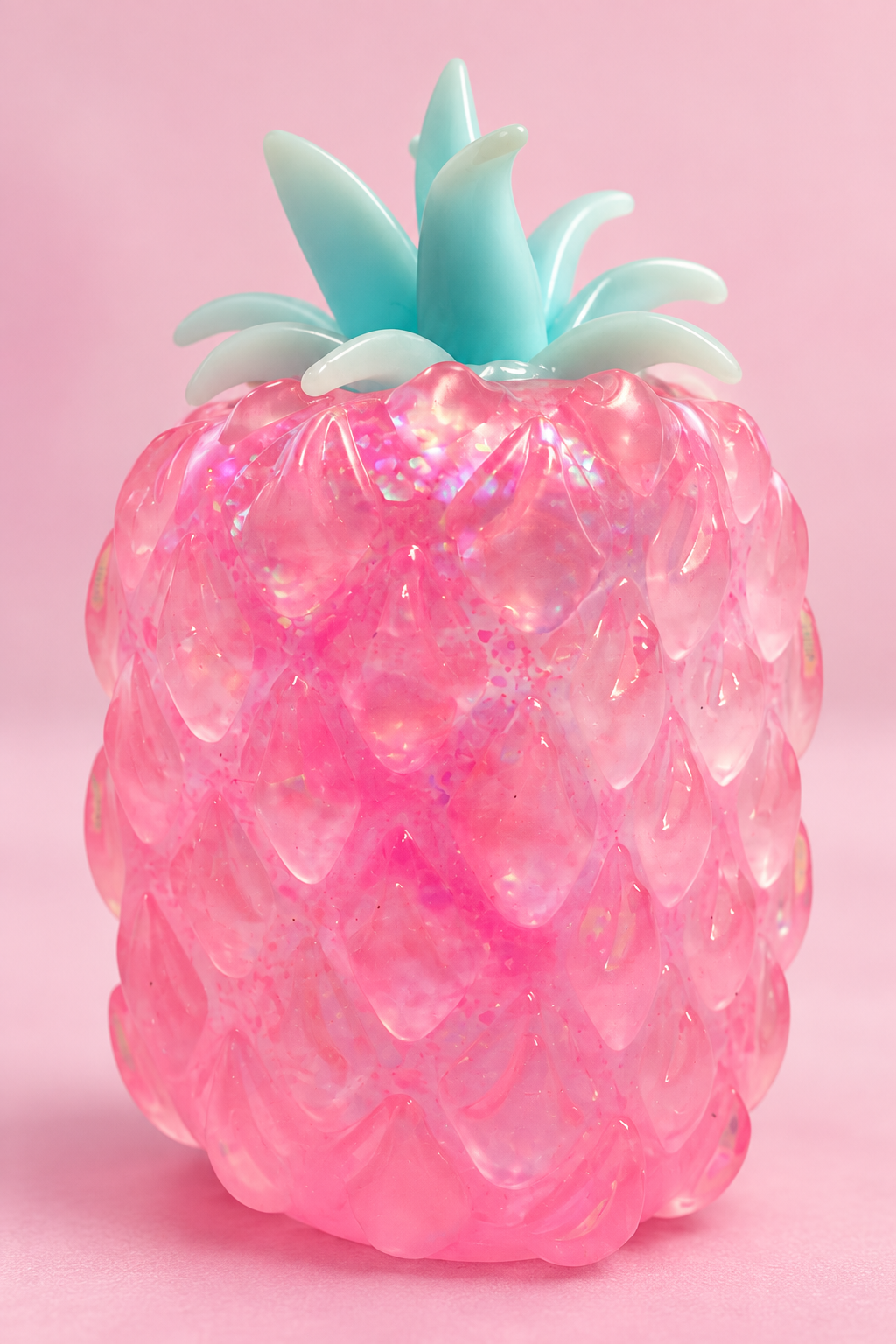 Pink glitter pineapple Vaseline-style squishy product-only image