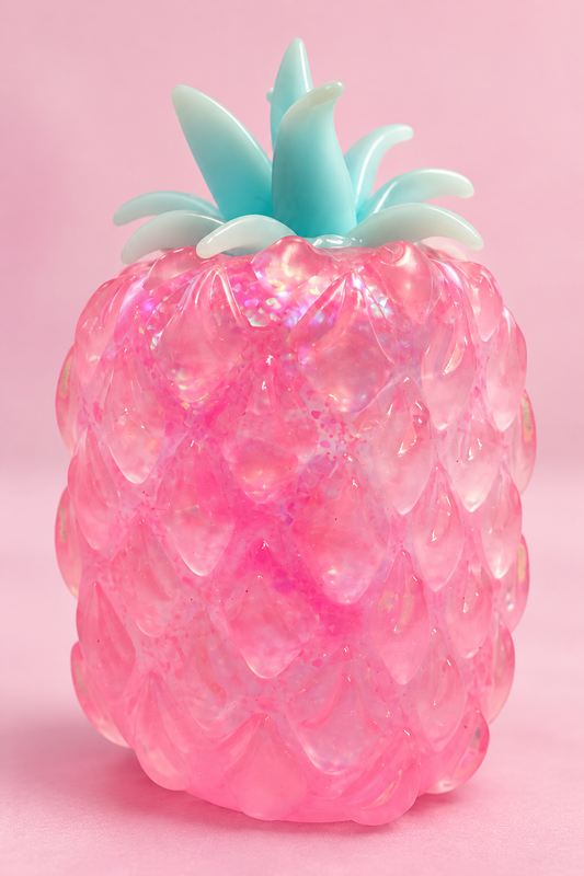 Pink glitter pineapple Vaseline-style squishy product-only image