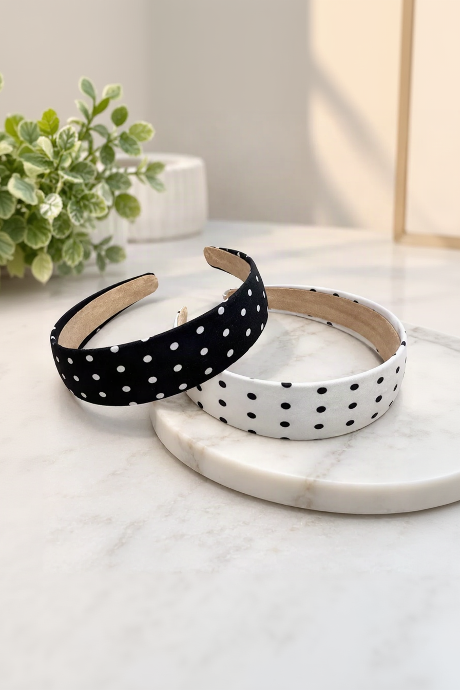 Black and white wide polka dot headbands, Fashion Honey's Boutique