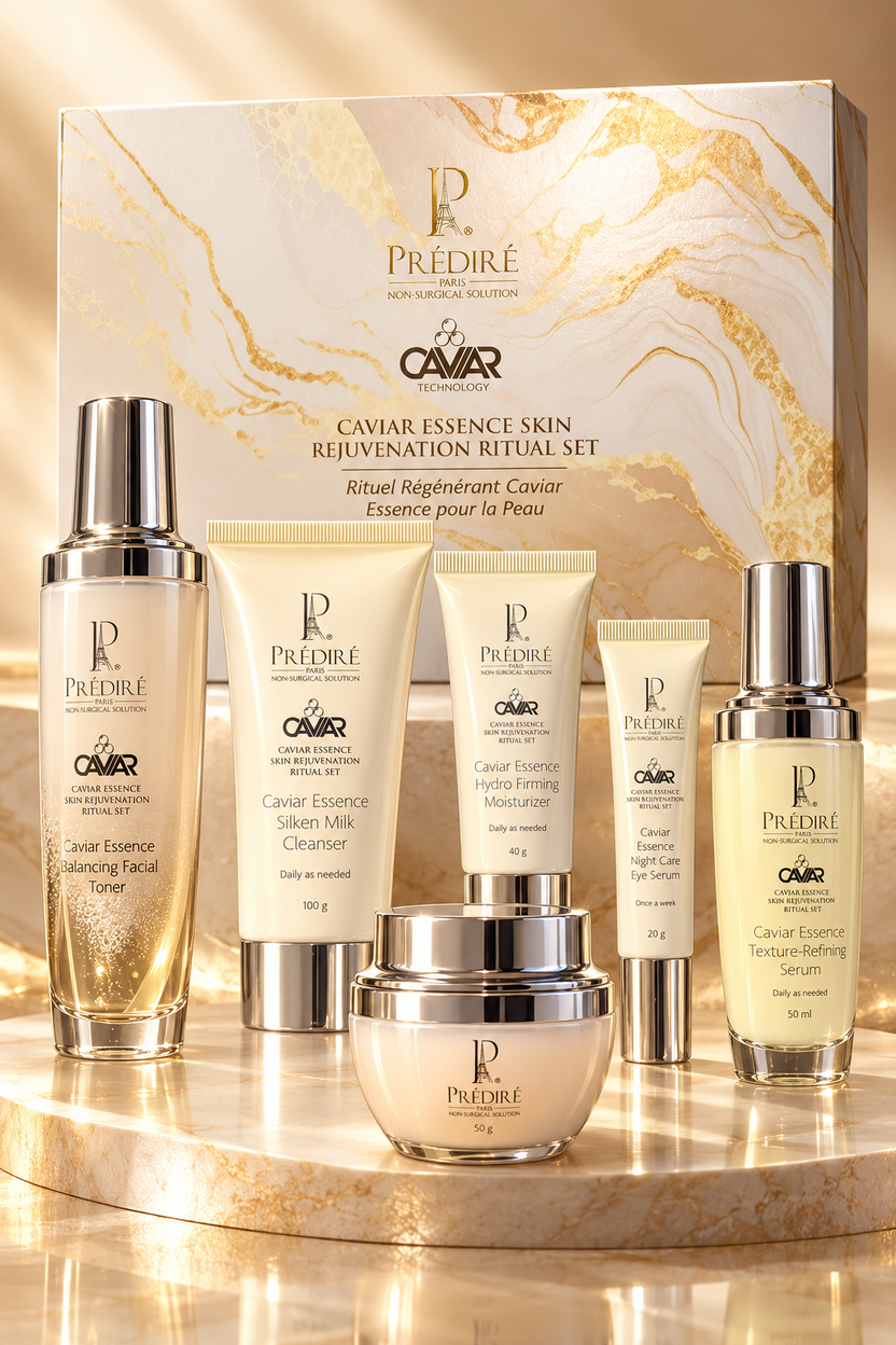 Prédiré Paris Caviar Essence six-piece skincare ritual set and case