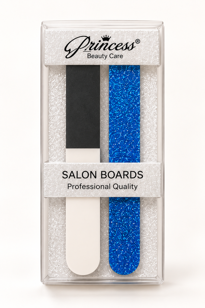 Princess Salon Boards nail file box set with blue glitter board