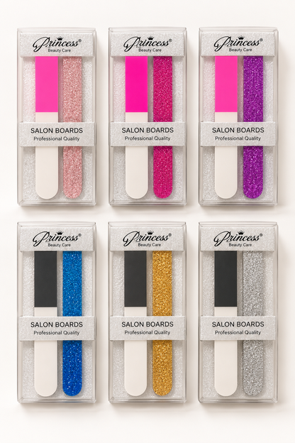 Princess nail file boxed sets in six glitter-board color choices; one selected box sold