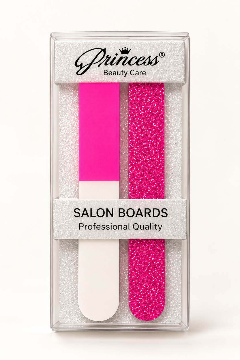 Princess Salon Boards nail file box set with hot pink glitter board