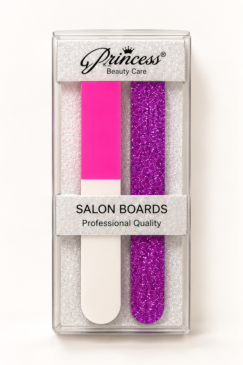 Princess Salon Boards nail file box set with purple glitter board