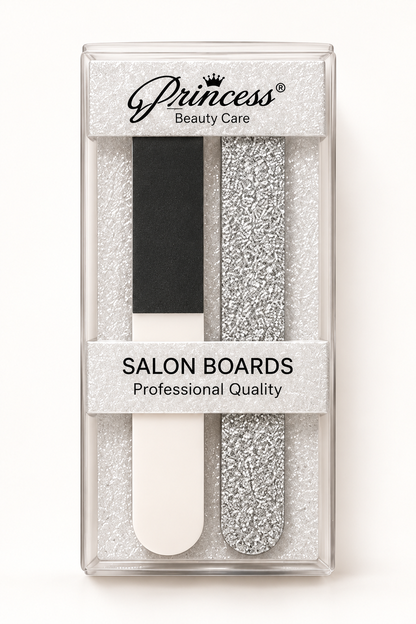 Princess Salon Boards nail file box set with silver glitter board
