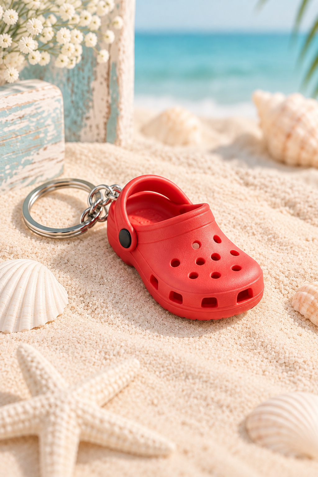 Red mini clog shoe keychain