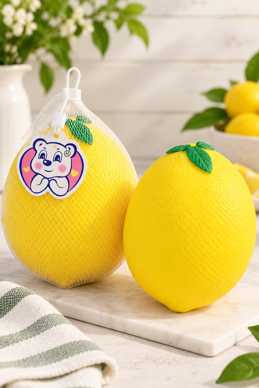 Jumbo lemon squishy lifestyle image on light background