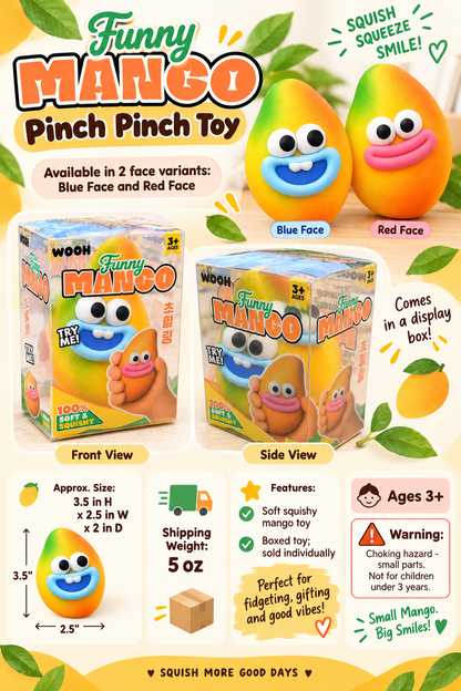 Funny Mango squishy size and warning guide