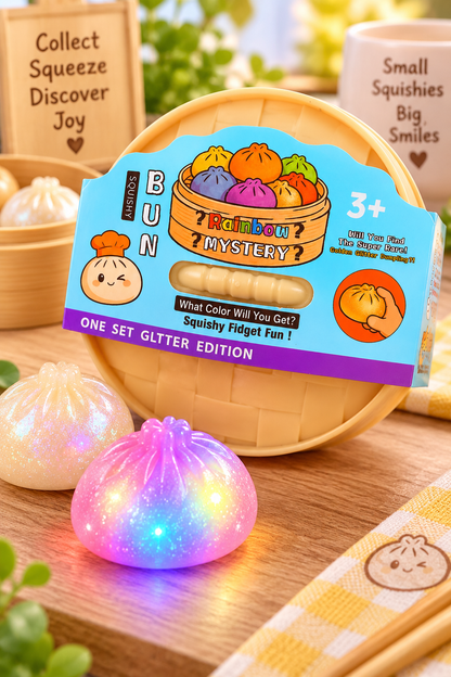 Rainbow Mystery Glitter Dumpling squishy squeeze and light-up image