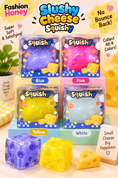 Slushy Cheese squishy color assortment collage