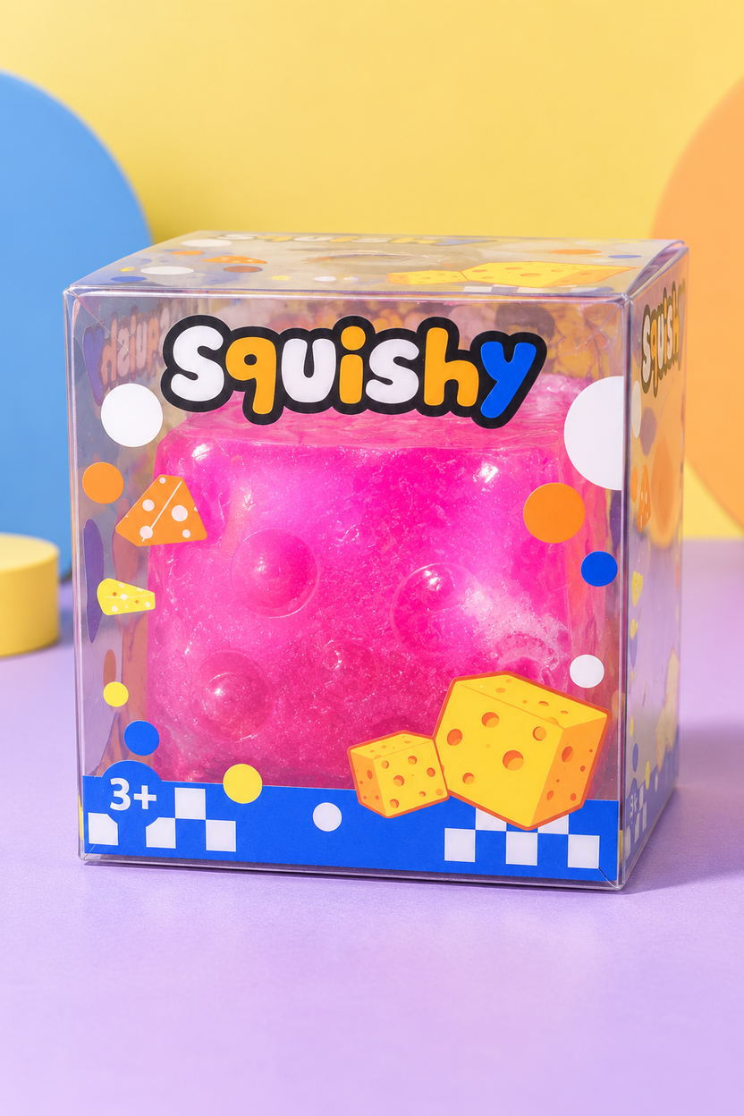 Pink Slushy Cheese no bounce back squishy in retail box