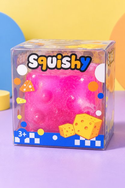 Pink Slushy Cheese no bounce back squishy in retail box
