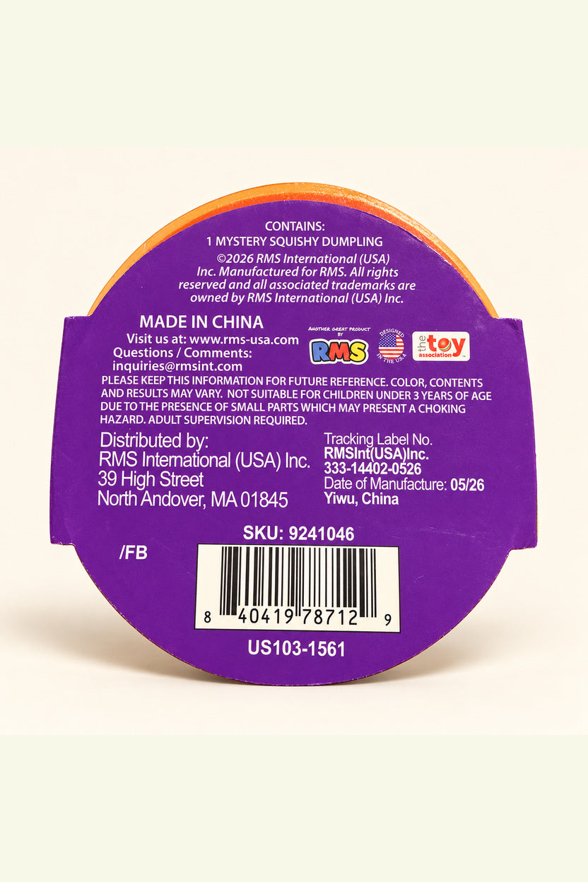 Mini Mystery Dumpling back packaging and barcode