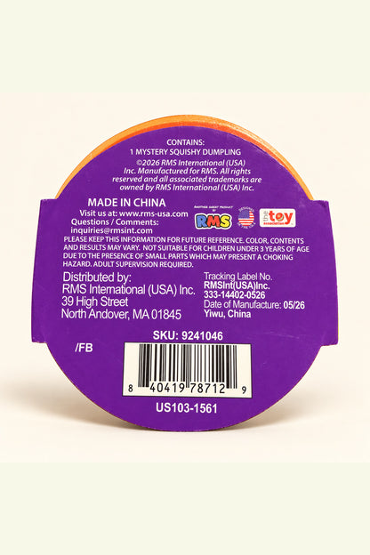 Mini Mystery Dumpling back packaging and barcode