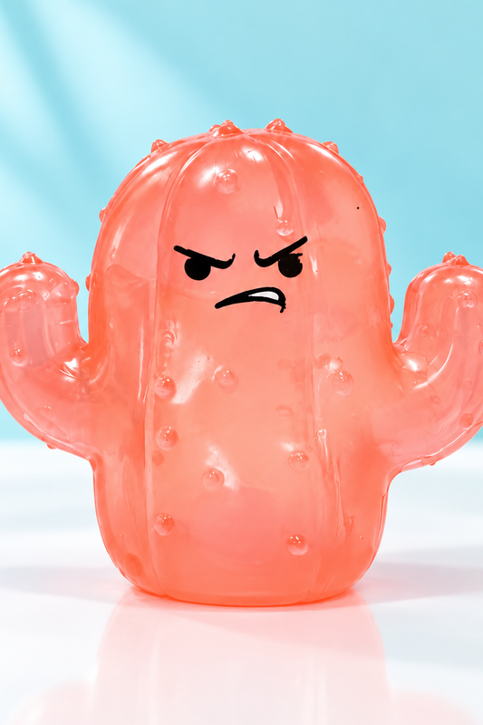 Pink translucent Squishy Cactus sensory toy