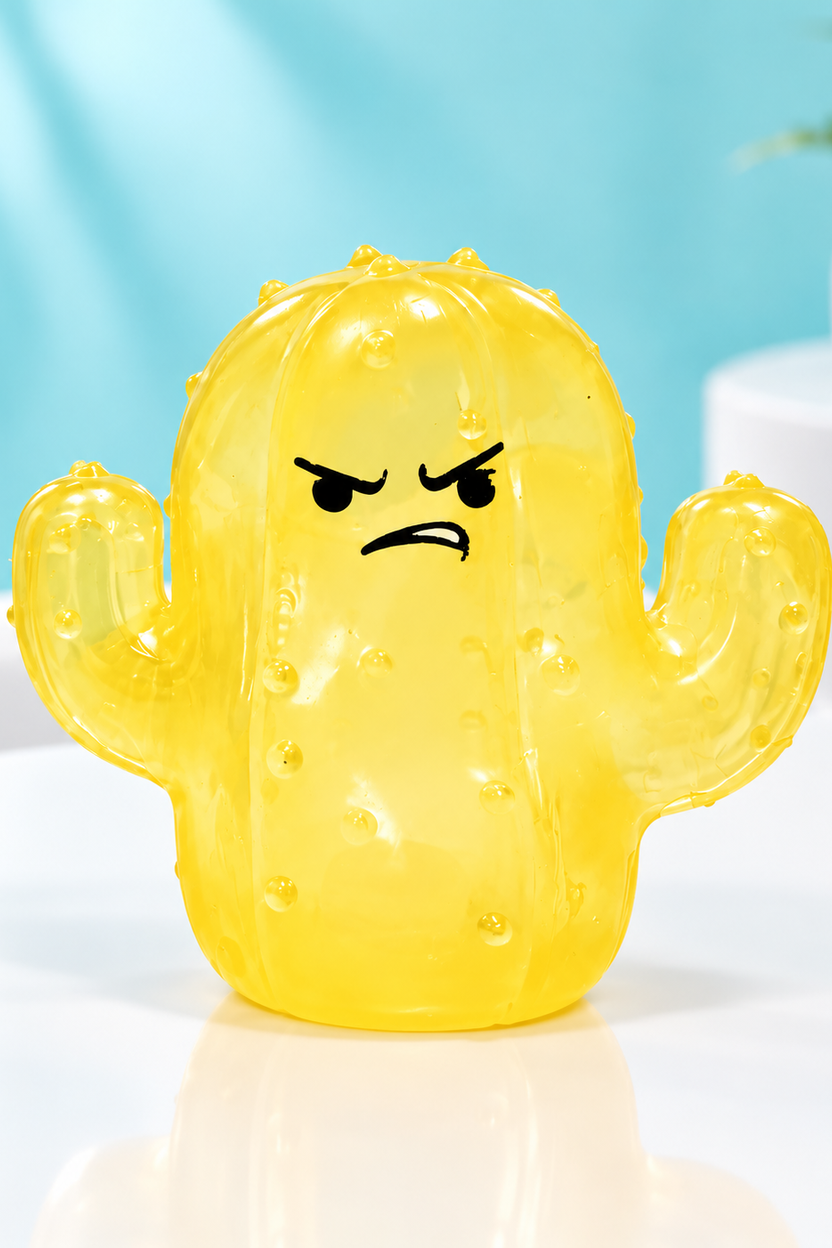 Light yellow translucent Squishy Cactus sensory toy