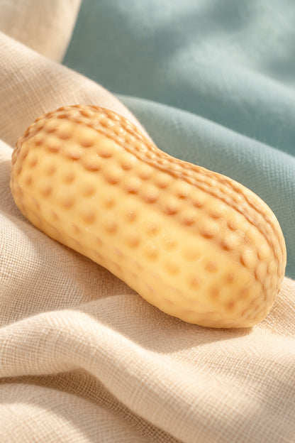 Close-up of the textured peanut-shaped squishy