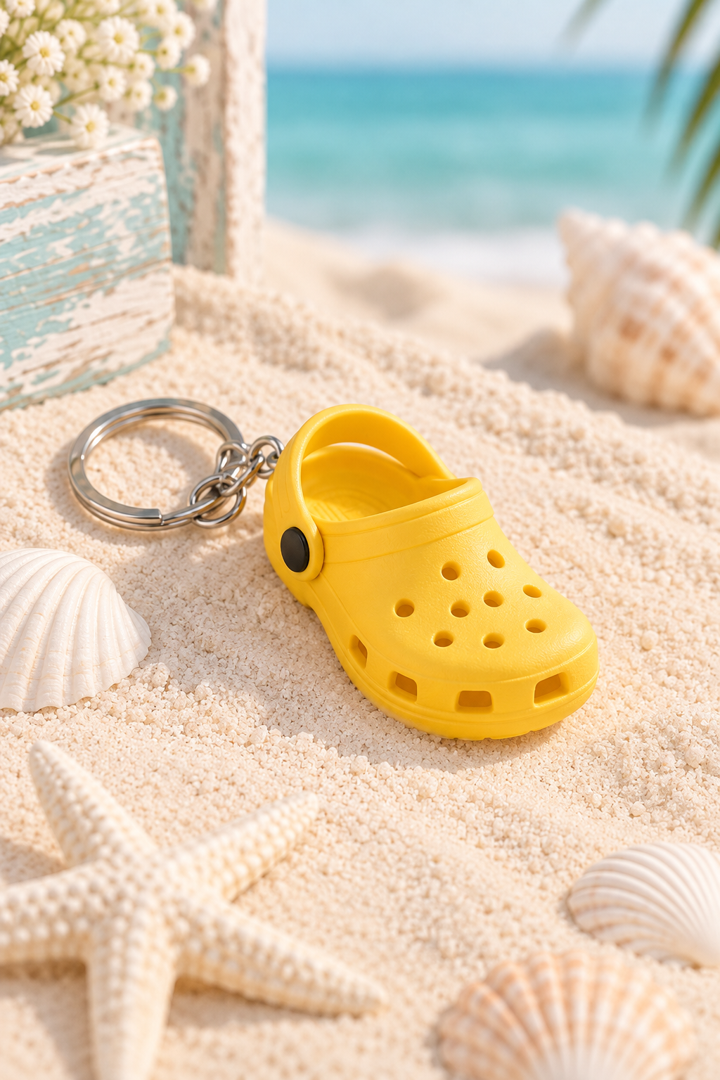 Yellow mini clog shoe keychain