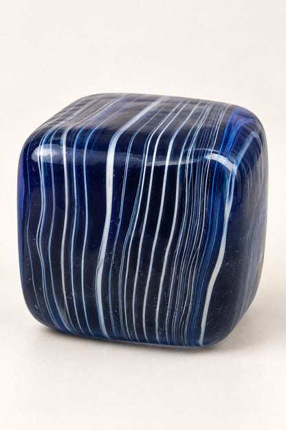 Dark blue with white lines ToyMania Giant Squishy Marble Cube, unboxed product view