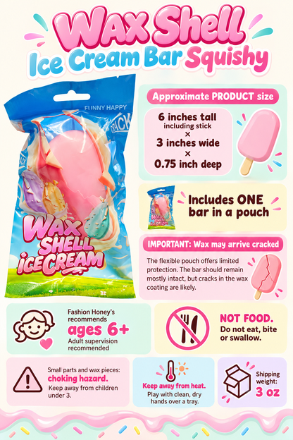 Product dimensions, wax cracking disclosure and retailer age 6+ safety guidance